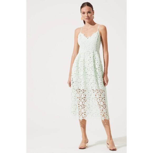 ASTR The Label Midi Dress Small Mint Green Lace A-Line Cocktail - Picture 2 of 16